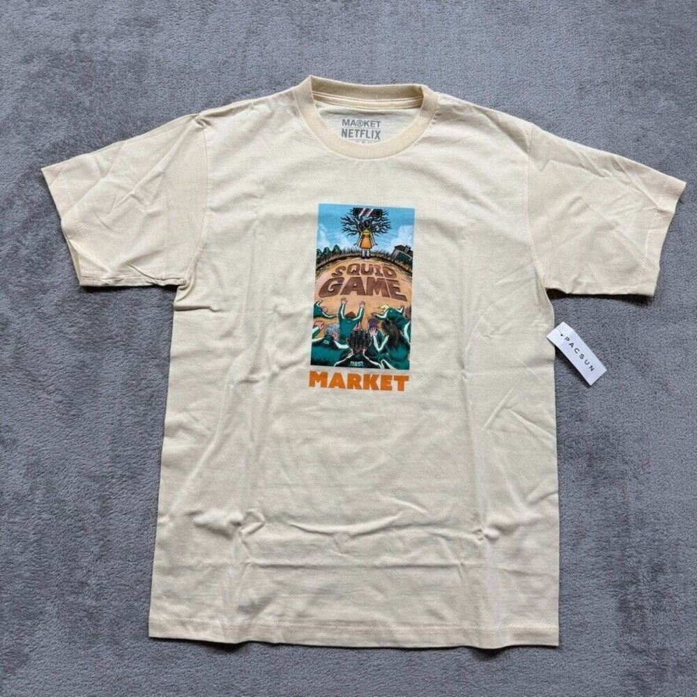 PacSun Market Netflix T‎ Shirt Medium Beige Medium Squid Game TV Show
